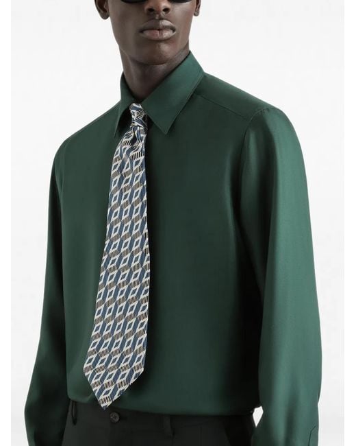 Dolce & Gabbana Green Martini Silk Twill Shirt for men