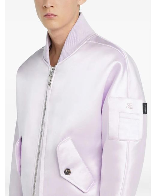 Courreges Purple Satin Bomber Jacket for men