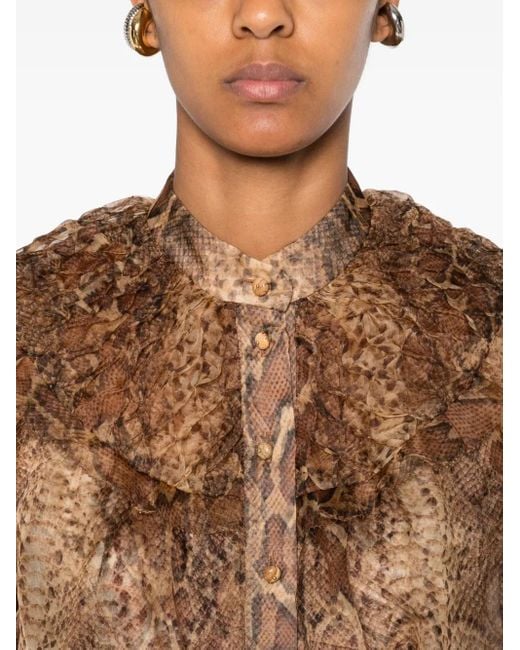 Zimmermann Brown Printed Silk Shirt