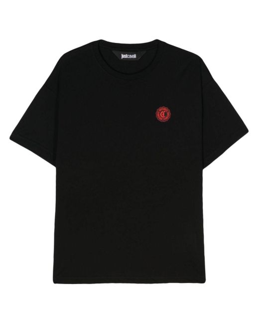 T-shirt con applicazione di Just Cavalli in Black da Uomo