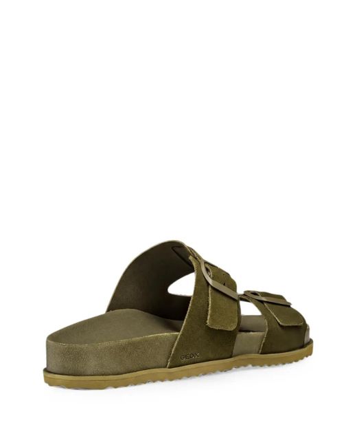 Geox Green Parnaiba Buckled Leather Sandals for men