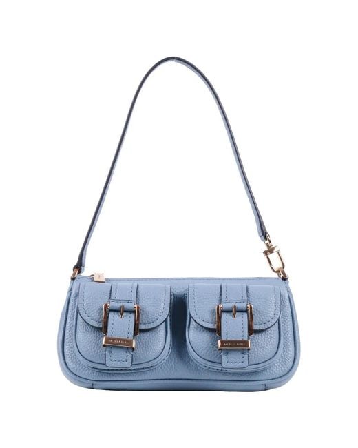 Michael Kors Blue Small Zoe Shoulder Bag