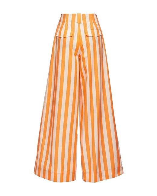 LaDoubleJ Orange Vertical-Stripe Palazzo Trousers