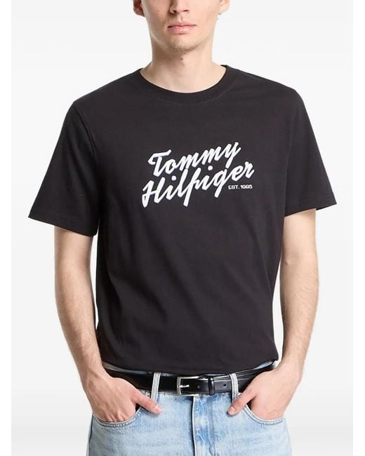 Tommy Hilfiger Black Logo-Print T-Shirt for men