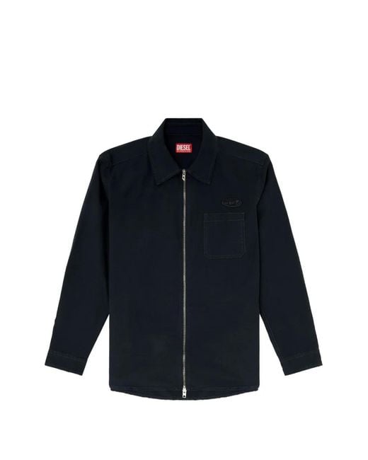 DIESEL Blue Chemise En Tissu Anti-Déchirure À Fermeture Zippée for men