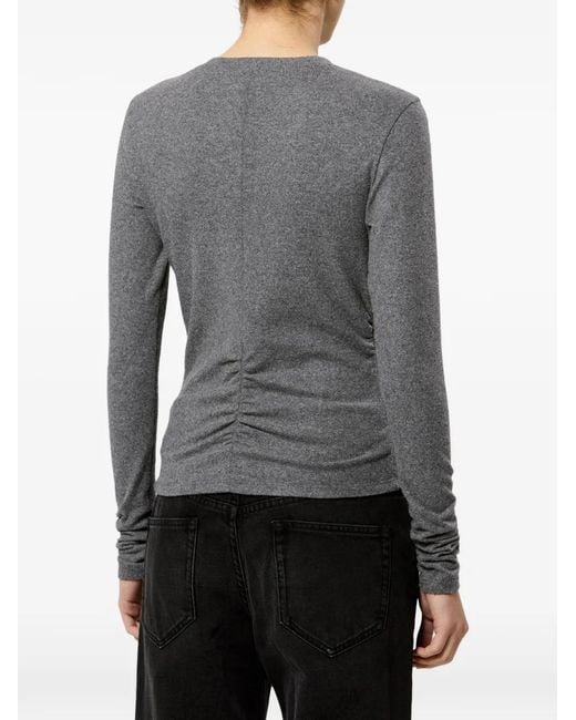 Isabel Marant Gray Ruched Long-Sleeve Top