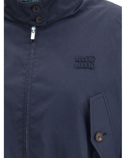 Miu Miu Jack Met Geborduurd Logo in het Blue