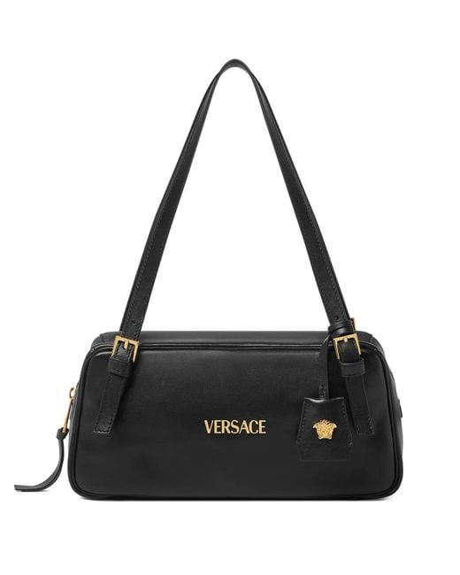 Versace Black Logo-Plaque Shoulder Bag