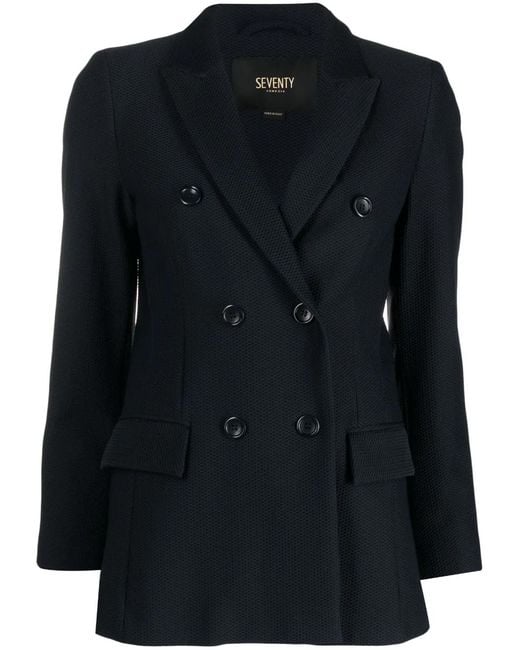 Seventy Black Double-Breasted Tailored Blazer