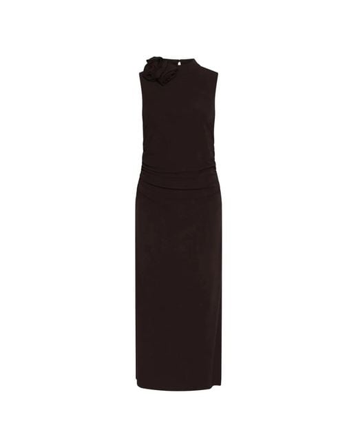 Marella Purple Flower-Appliqué High-Neck Midi Dress