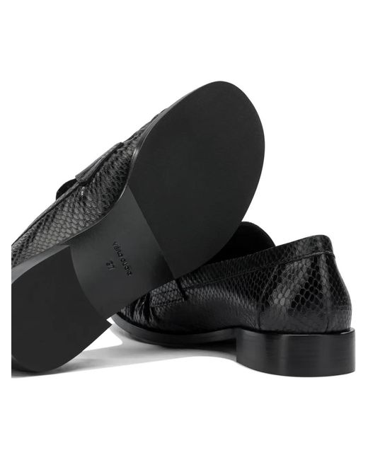 strategia shoes Black Snakeskin-Effect Loafers