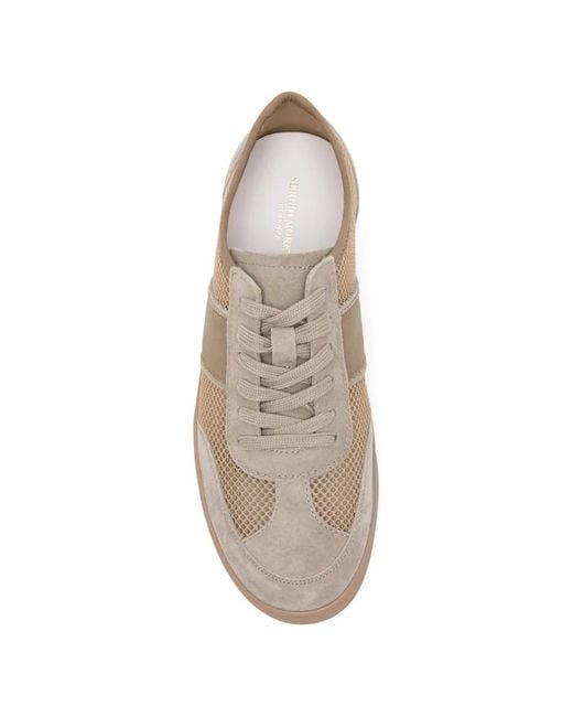 SERGIO MORETTI FIRENZE Natural Mesh-Panelled Suede Sneakers