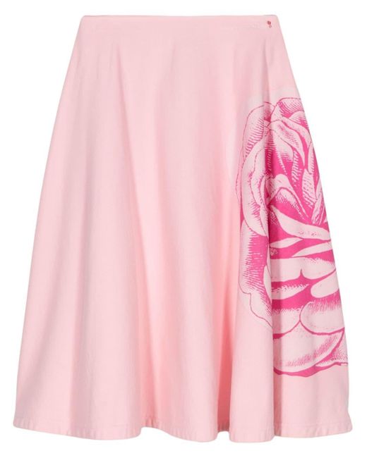 Marni Pink Floral-print Cotton Skirt