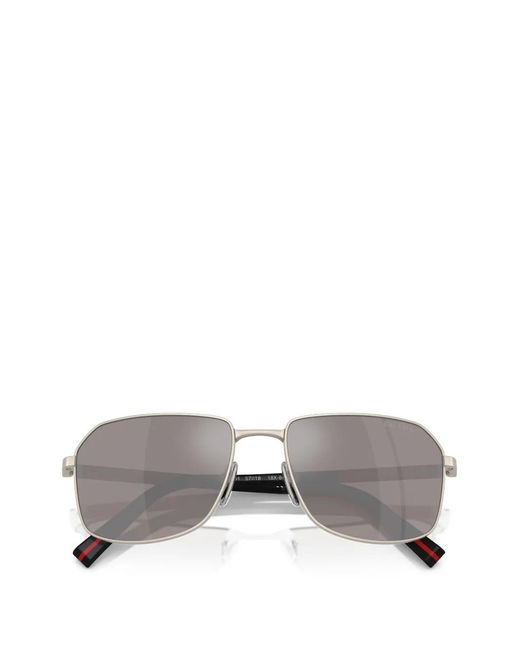 Prada Linea Rossa Gray Rectangle-Frame Sunglasses for men