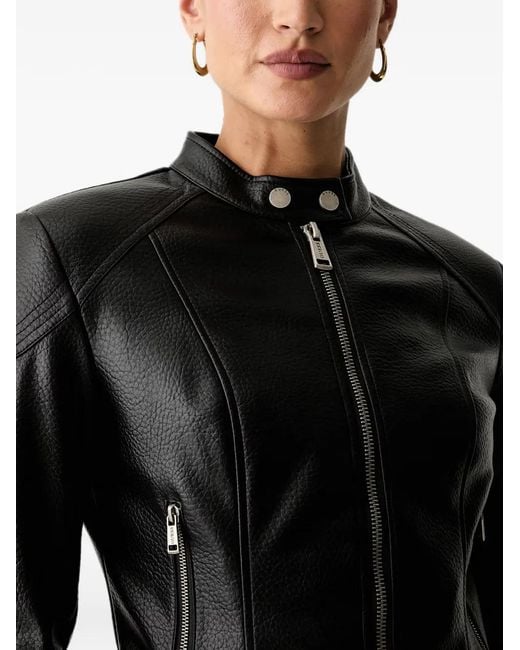 Guess Black Textured-Finish Panelled Jacket