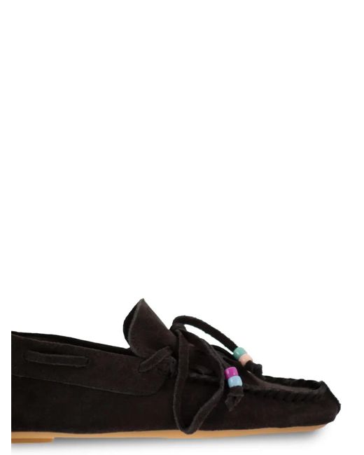 Anniel White Fringed Suede Loafers