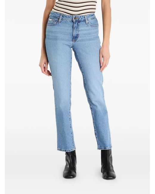 Guess Blue G08 Whiskered Logo-Patch Jeans