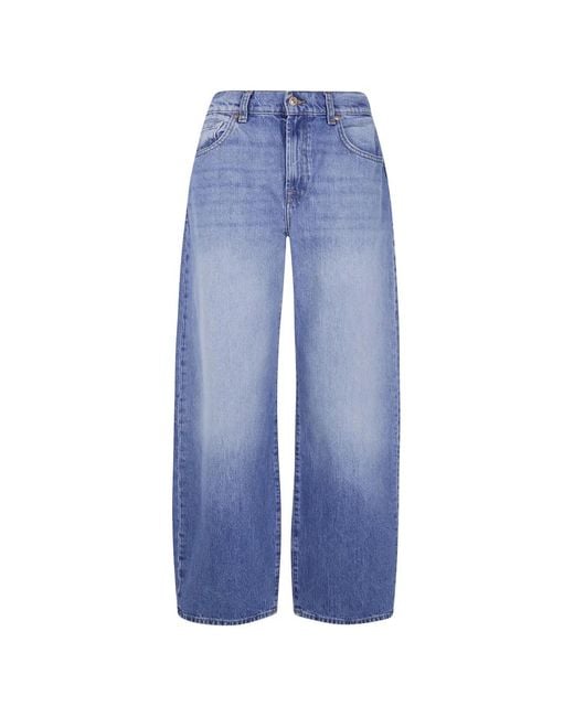 7 For All Mankind Blue Bonnie Wide-Leg Jeans