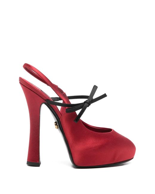Dolce & Gabbana Red Bow-Detail Slingback Heeled Pumps