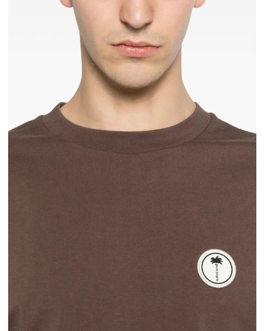 Palm Angels Brown Logo-Patch T-Shirt for men