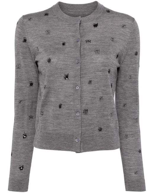 JNBY Gray Sequin-Embellished Cropped Sweater