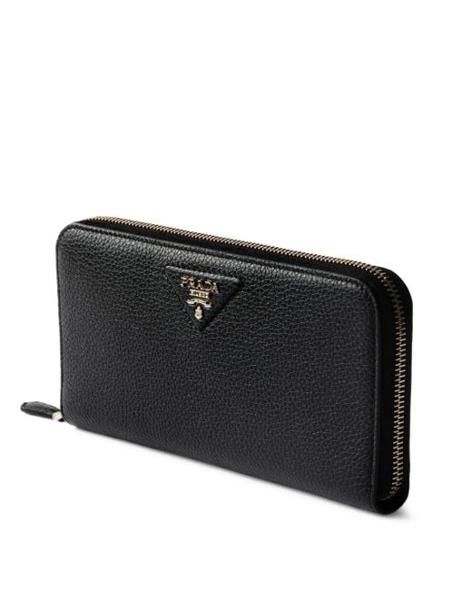 Prada Black Large Leather Zip-Around Wallet