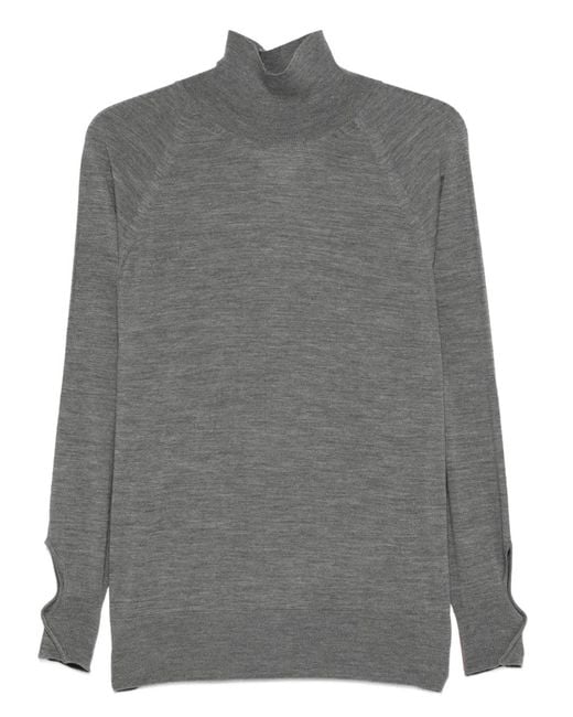 Liviana Conti Gray Cut-Out Roll-Neck Sweater