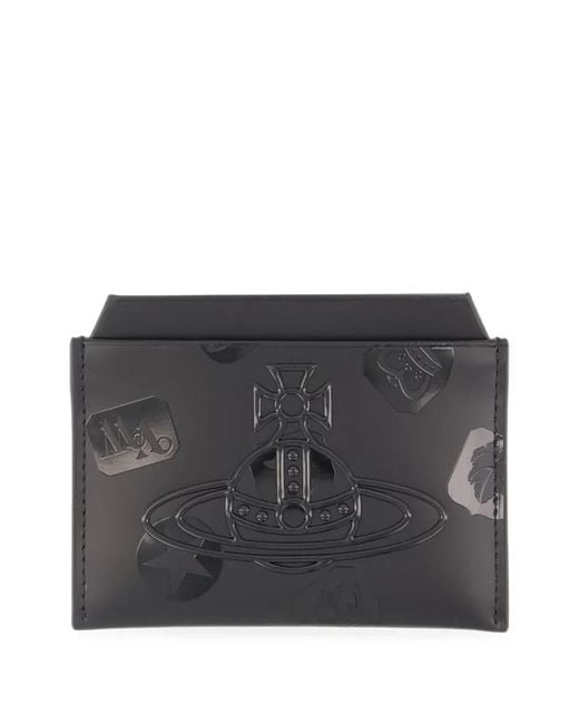 Vivienne Westwood Black Orb-Embossed Leather Card Holder