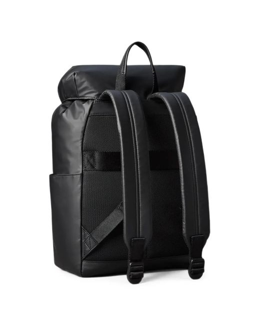 Calvin Klein Black Emblem Logo-Patch Buckle-Fastening Backpack for men