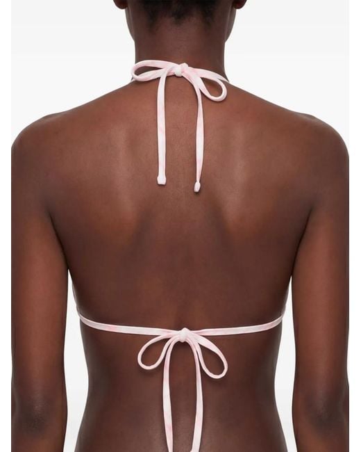 Burberry Pink Haut De Bikini À Carreaux