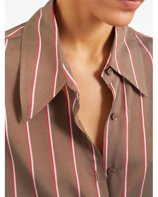 Frankie Shop Brown Striped Buttoned Shirt