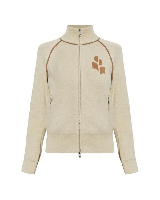 Isabel Marant Natural Lanya Zip-Up Knit Cardigan