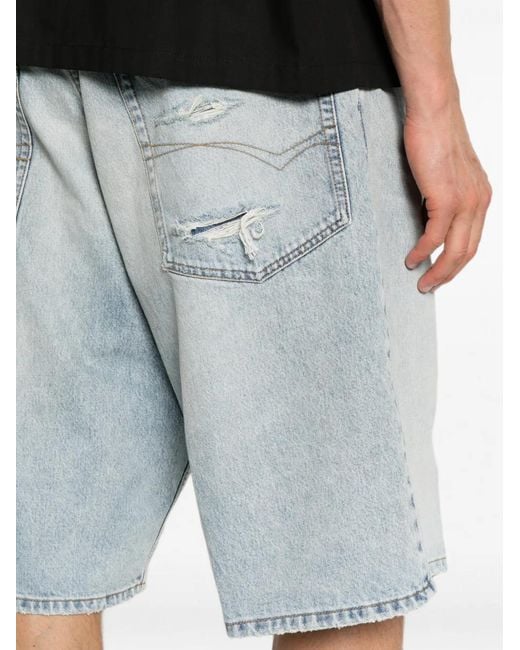 Balenciaga Blue Light Wash Denim Shorts for men