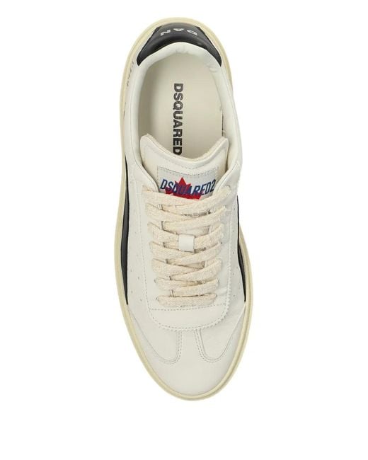DSquared² White Rider Perforated Striped Leather Sneakers
