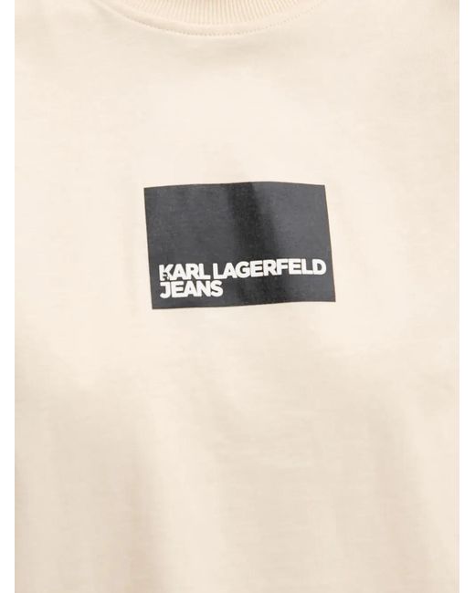 Karl Lagerfeld Natural Logo-Print Crew-Neck T-Shirt