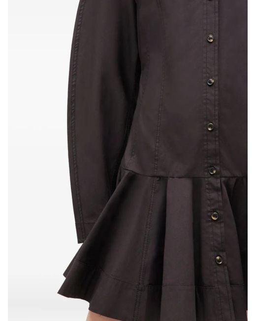 Ganni Gray Button-Down Ruffled Dress