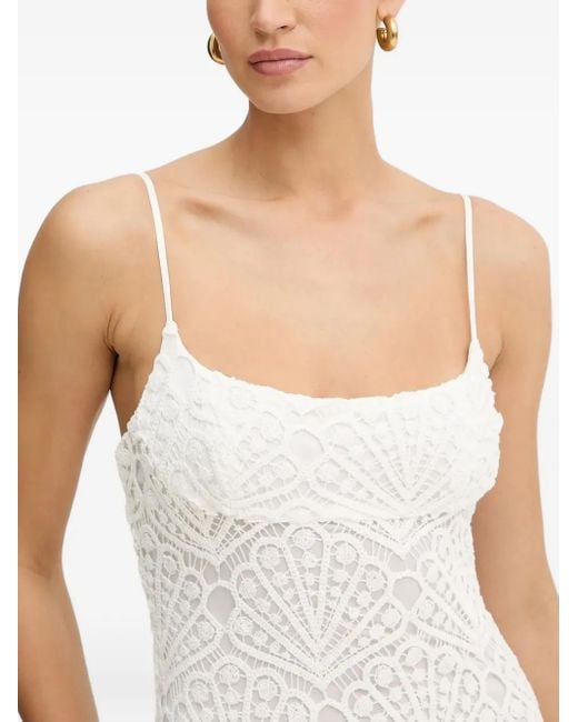 Bardot Midi-Jurk Met Kant in het White