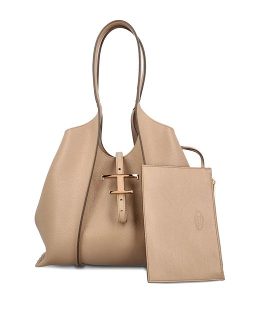 Tod's Natural Medium T Timeless Tote Bag