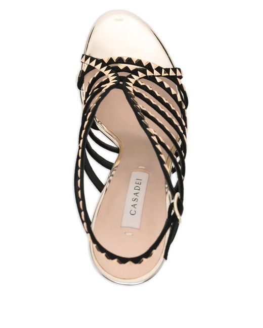 Casadei Metallic 10Mm Divine Studded Heeled Sandals