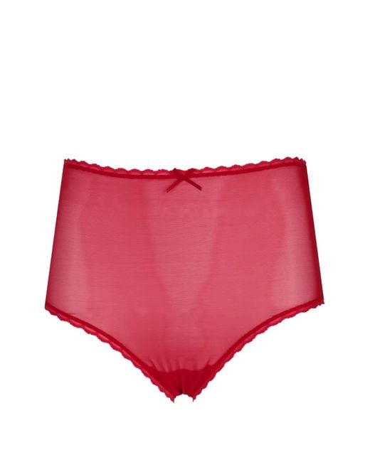 Laura Urbinati Red Bow-Detail Tulle Briefs