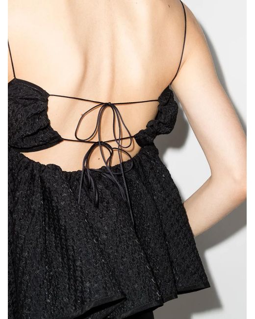 CECILIE BAHNSEN Black Selena Ruffled Textured Top
