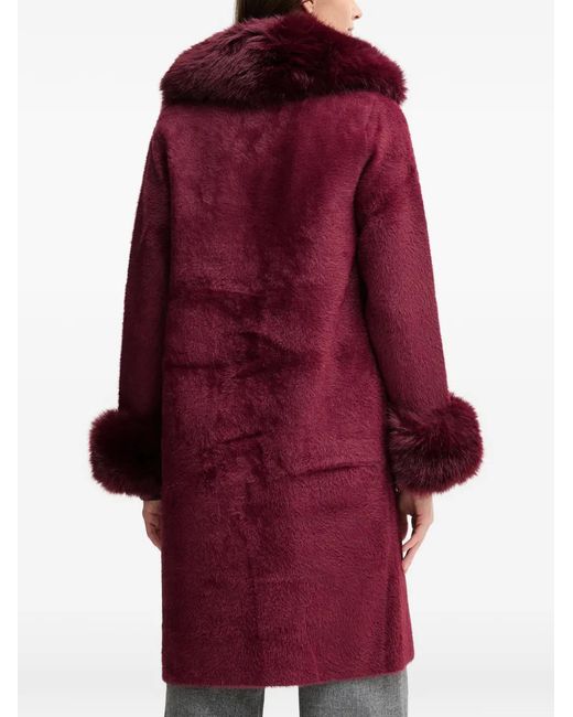 Joseph Ribkoff Red Faux-Fur Trim Coat