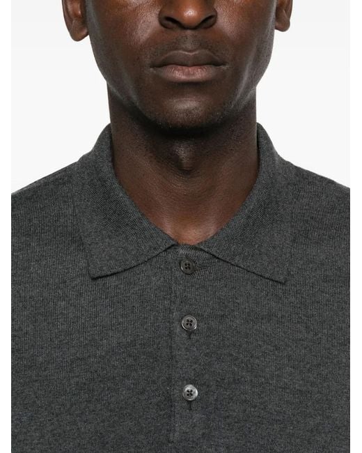 Corneliani Gray Polo-Neck Buttoned Polo Shirt for men