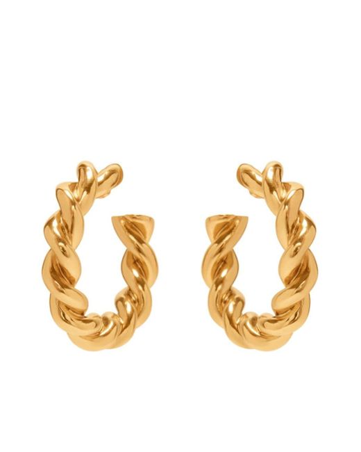 Oscar de la Renta Metallic Rope Hoop Earrings