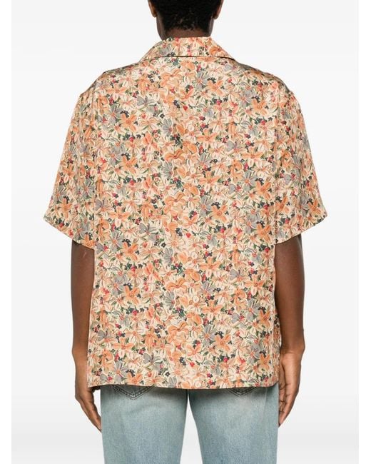 Valentino Garavani Natural Floral-Print Camp-Collar Button-Down Silk Shirt for men