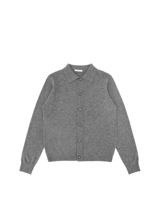 Entire studios Gray Button-Up Polo-Collar Cardigan