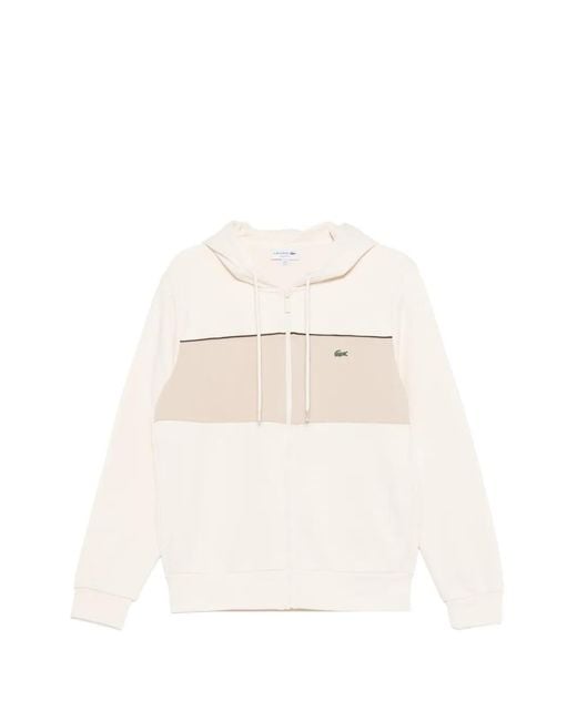 Lacoste White Logo-Patch Hoodie for men