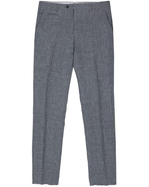 Corneliani Gray Mid-rise Tailored Linen Trousers for men