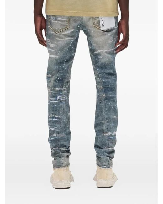 Purple Brand Blue Jean Slim Brodé De Sequins for men