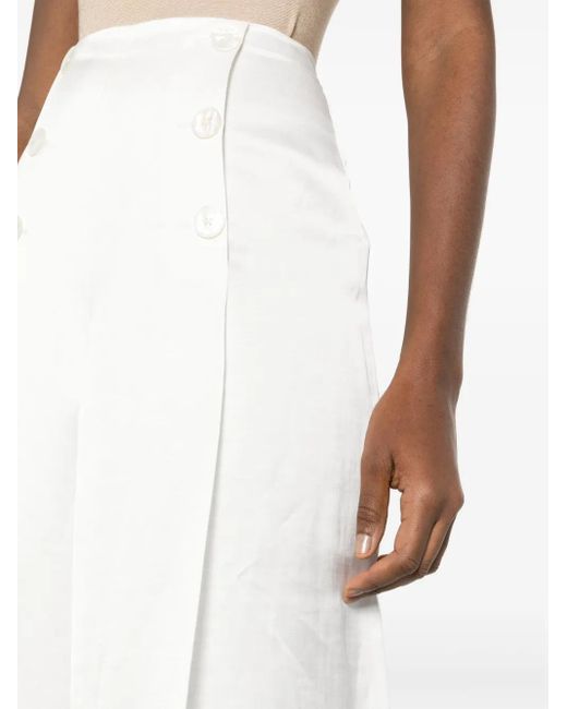 Ralph Lauren White Satin Wide-Leg Trousers